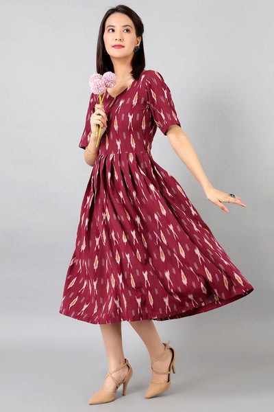 Ikat Midi Red Kleid