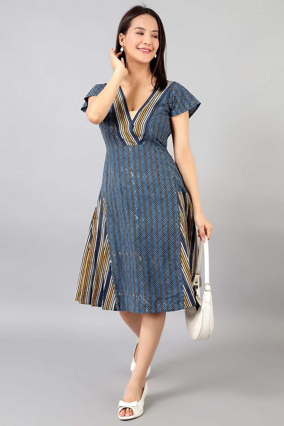 Bagru Midi Blue Kleid