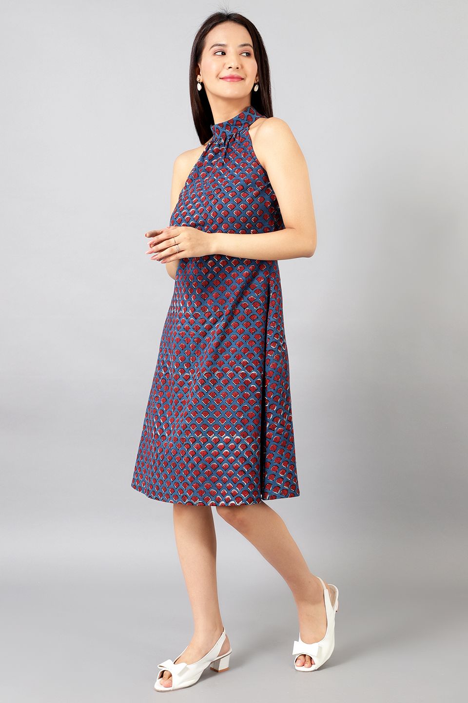 Bagru Midi Blue Dress