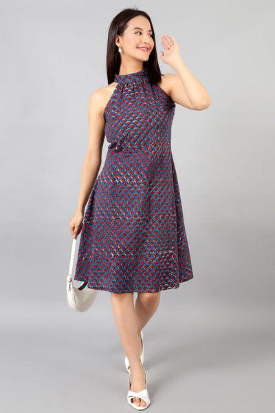 Bagru Midi Blue Dress