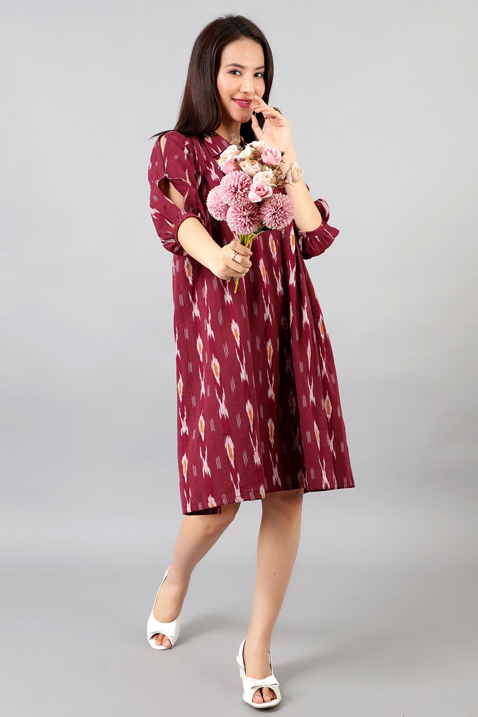 Ikat Midi Red Kleid