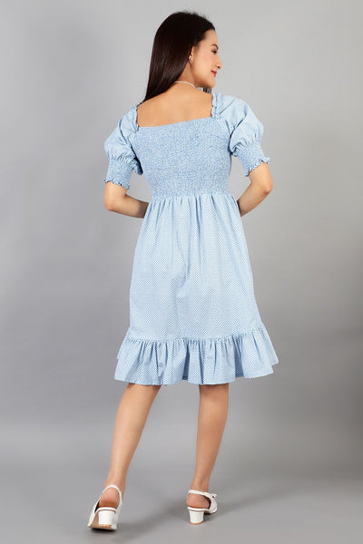 Cotton Midi Blue Dress