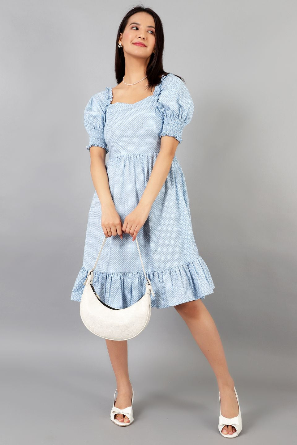 Cotton Midi Blue Dress