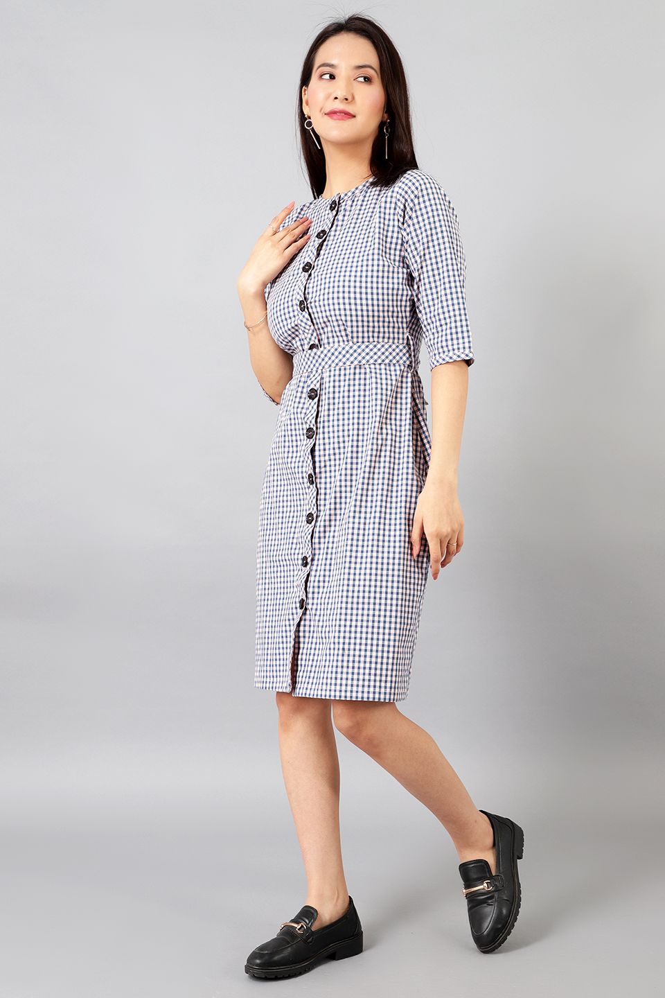 Cotton Midi Blue Dress