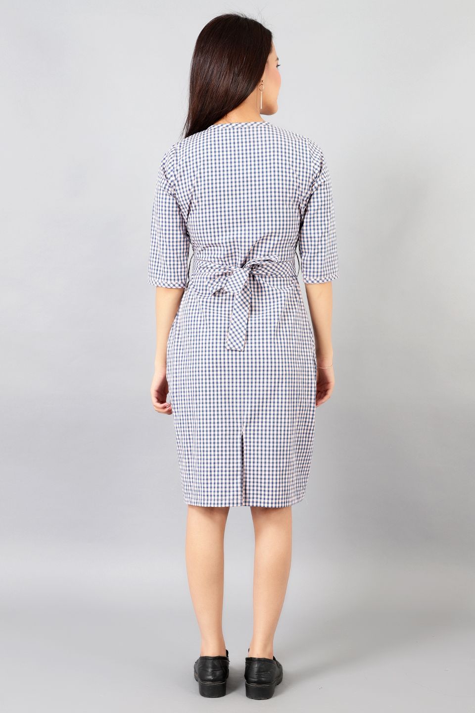 Robe mi-longue en coton bleu