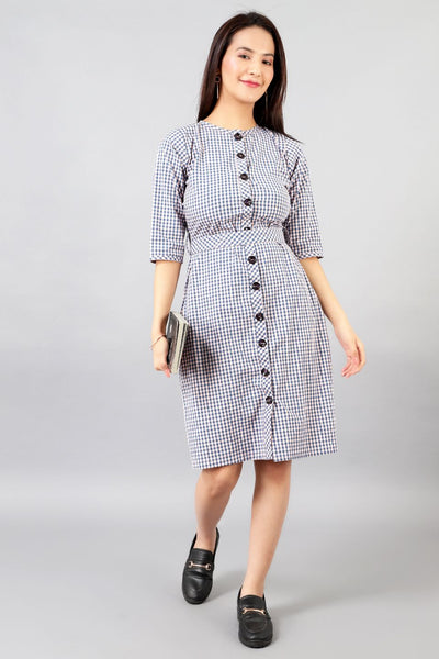 Cotton Midi Blue Dress