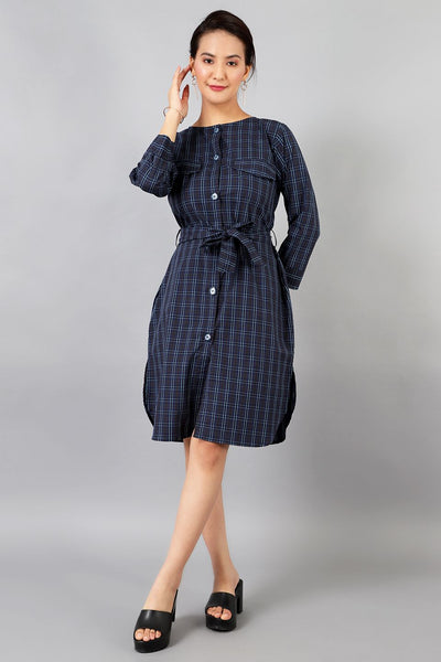 Cotton Midi Blue Dress