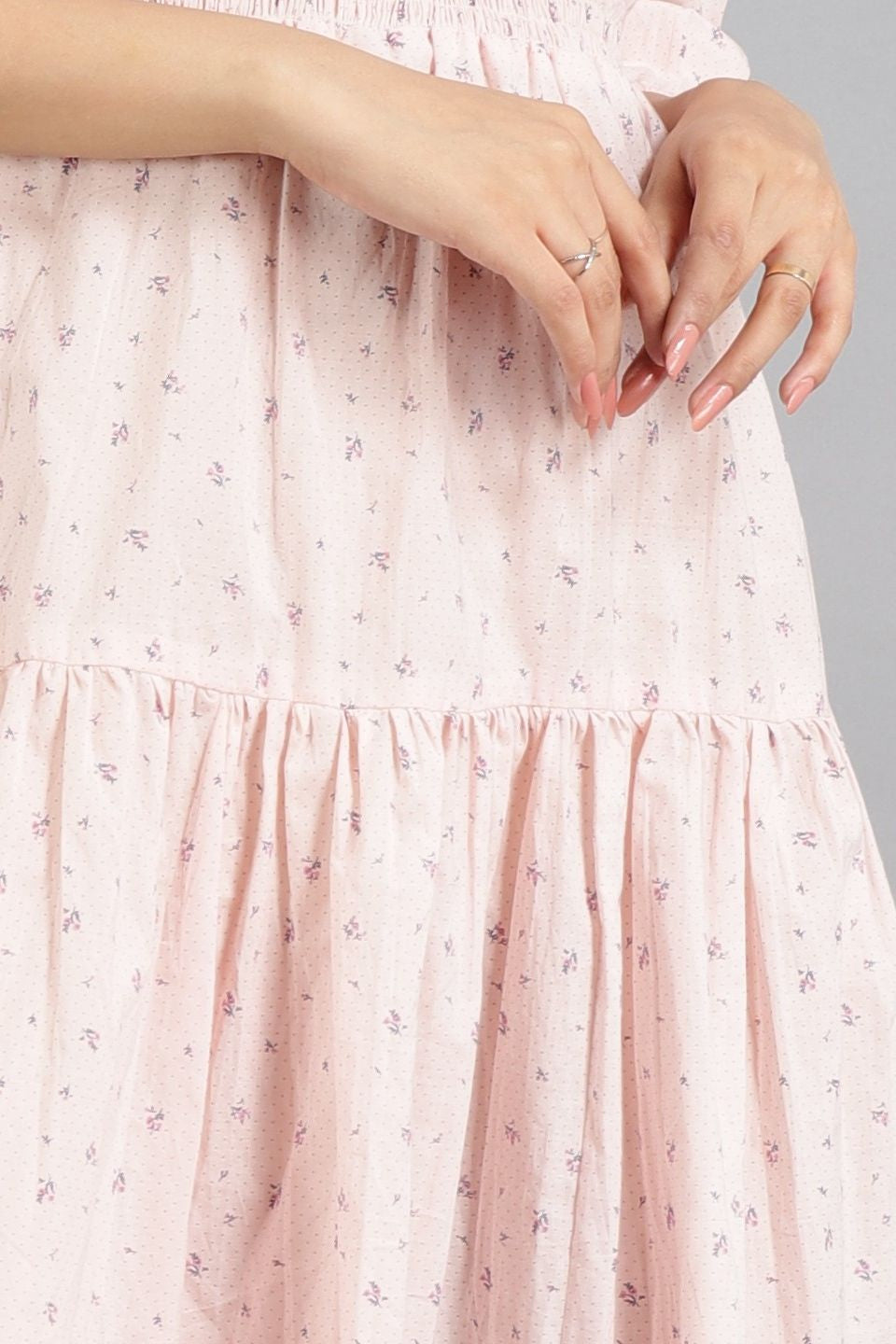 Robe mi-longue en coton rose