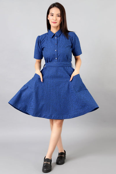 Baumwollwäsche Mini Blue Kleid