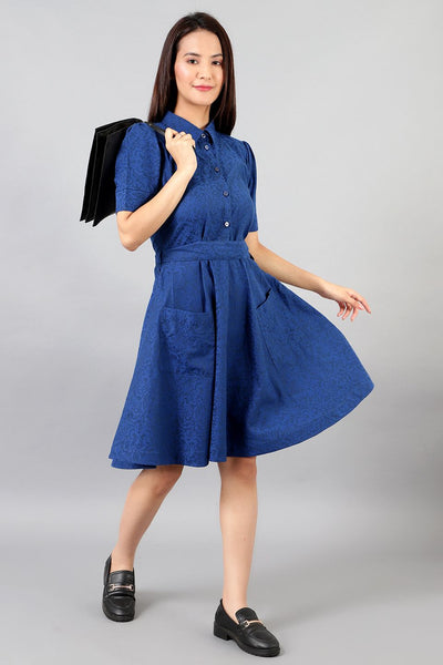 Baumwollwäsche Mini Blue Kleid