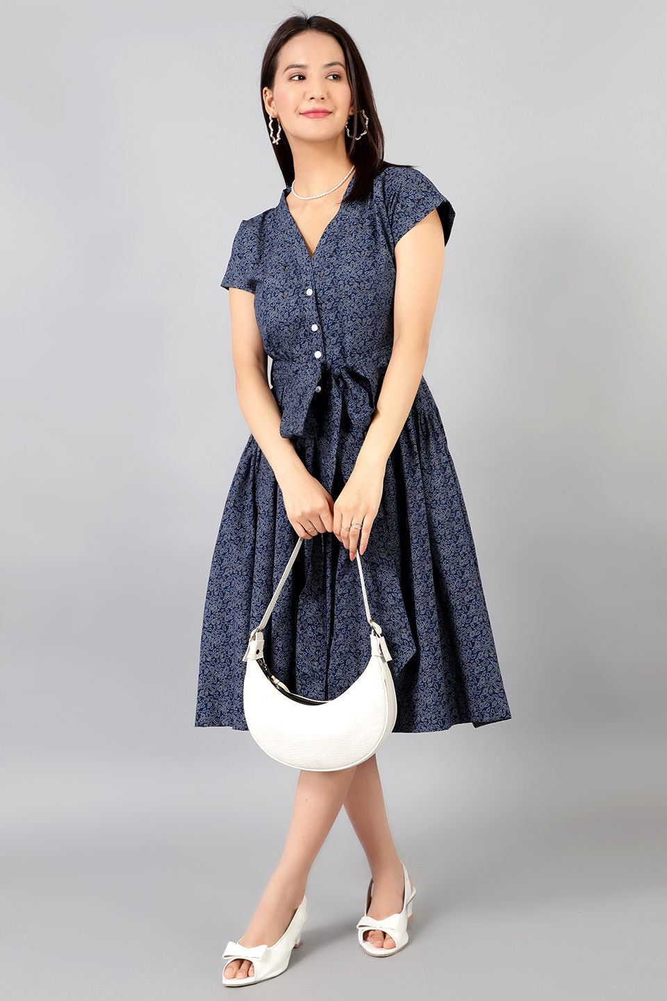 Cotton Midi Blue Dress