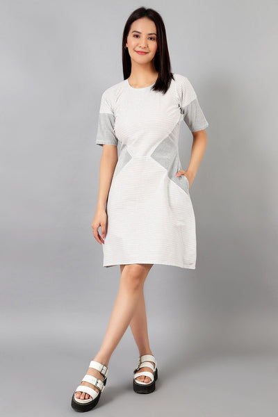 Robe mi-longue blanche en coton