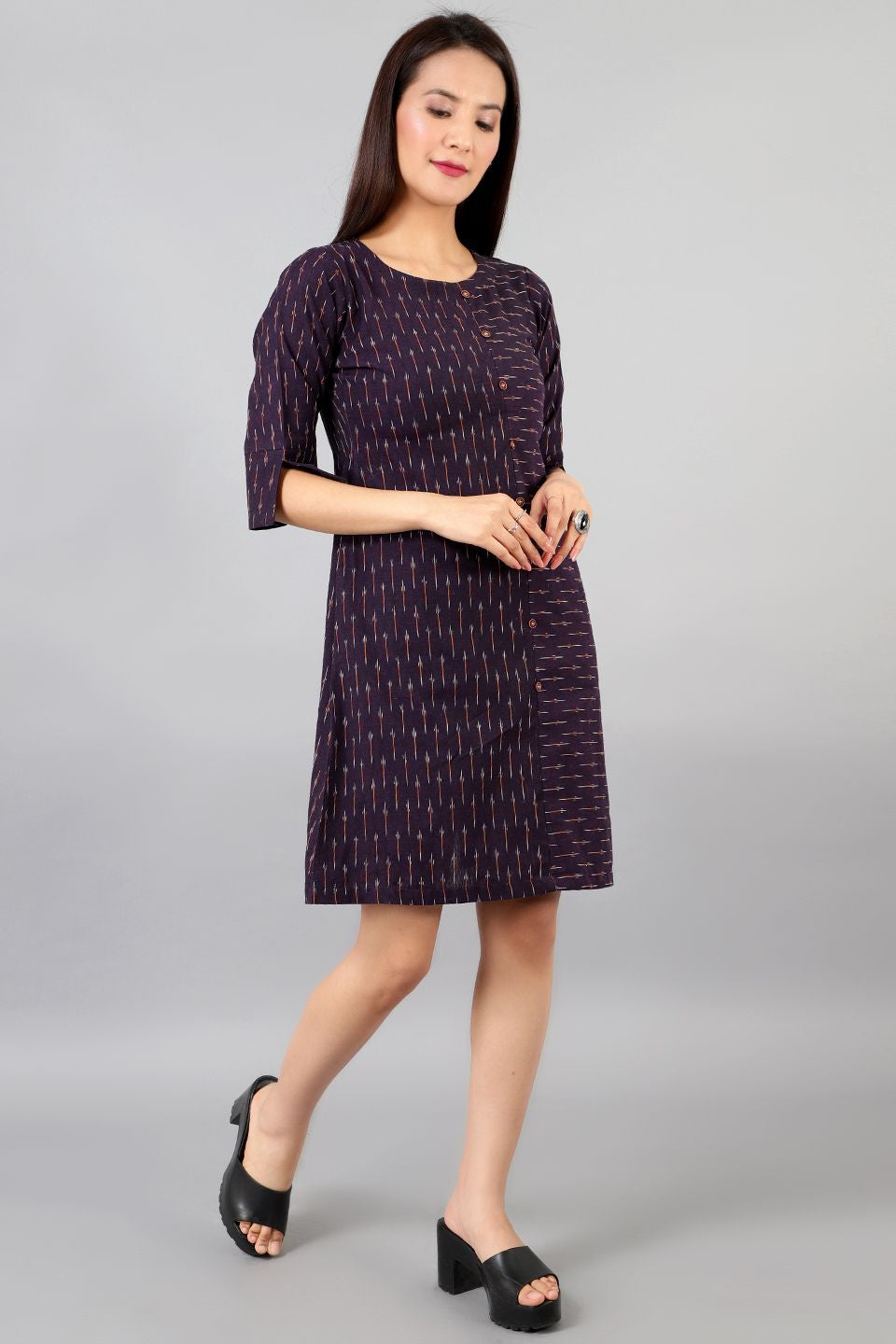 Ikat Midi Purple Dress