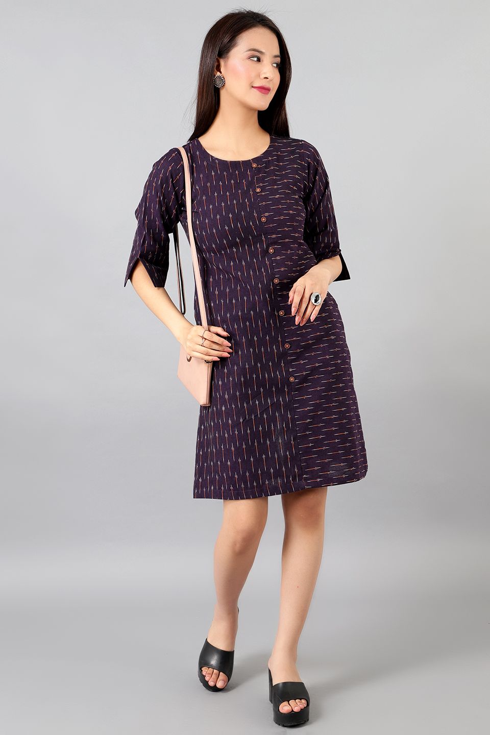 Vestido morado Ikat Midi