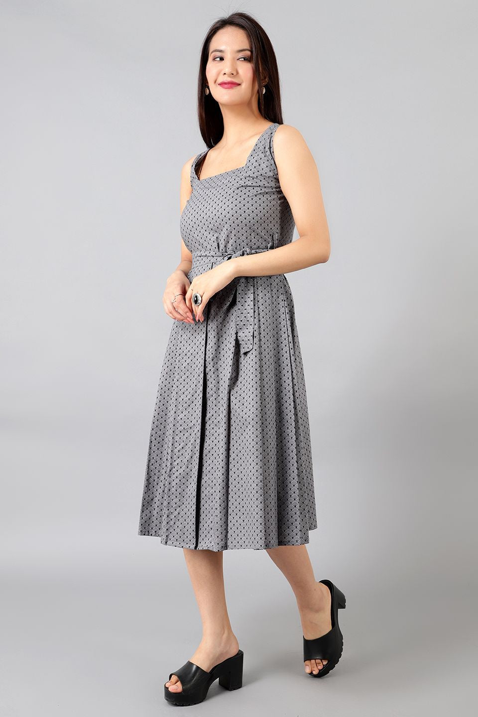 Cotton Midi Grey Dress