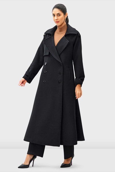 Melton-Look Wool Blend Trench Coat