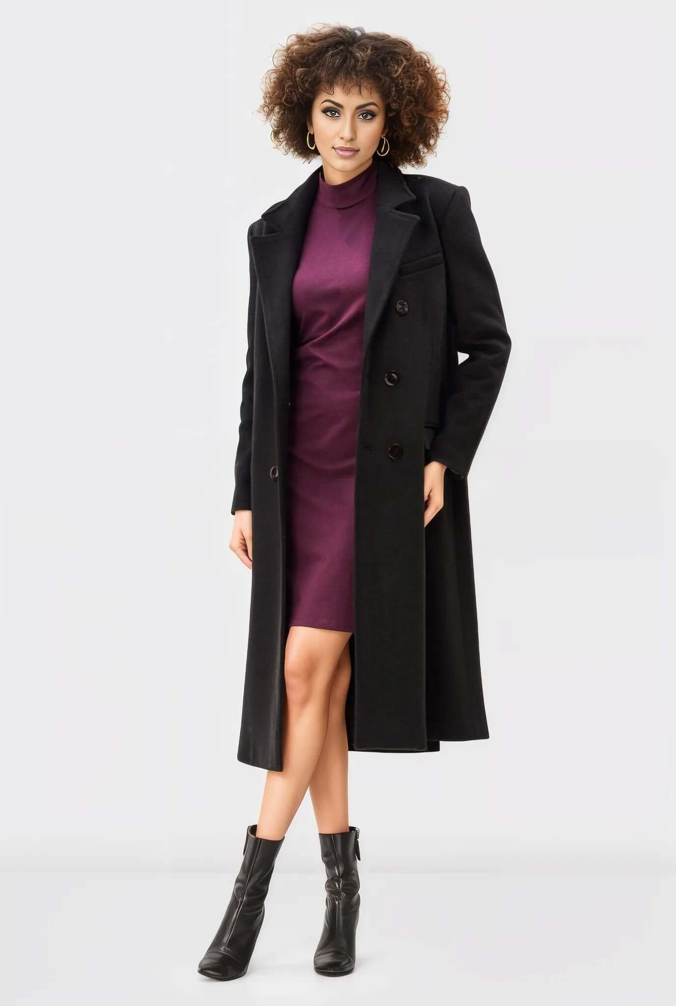 Melton-Look Wool Blend Trench Coat