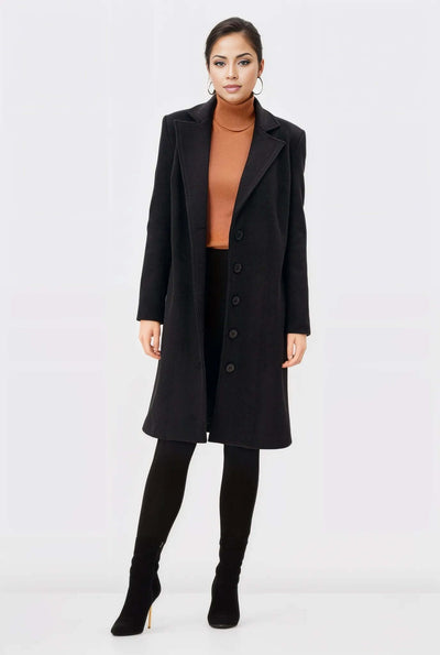 Melton-Look Wool Blend Coat