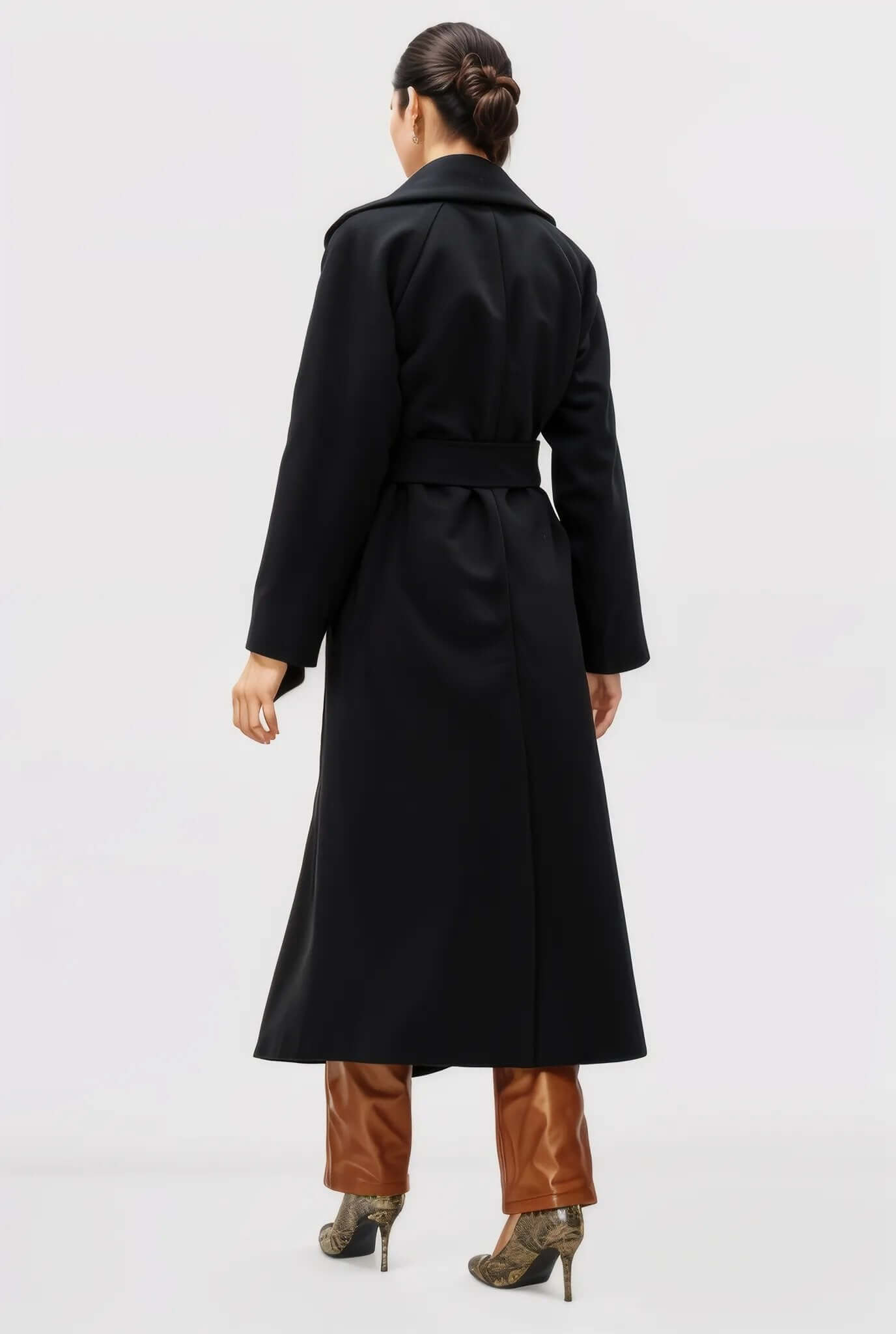 Melton-Look Wool Blend Wrap Coat