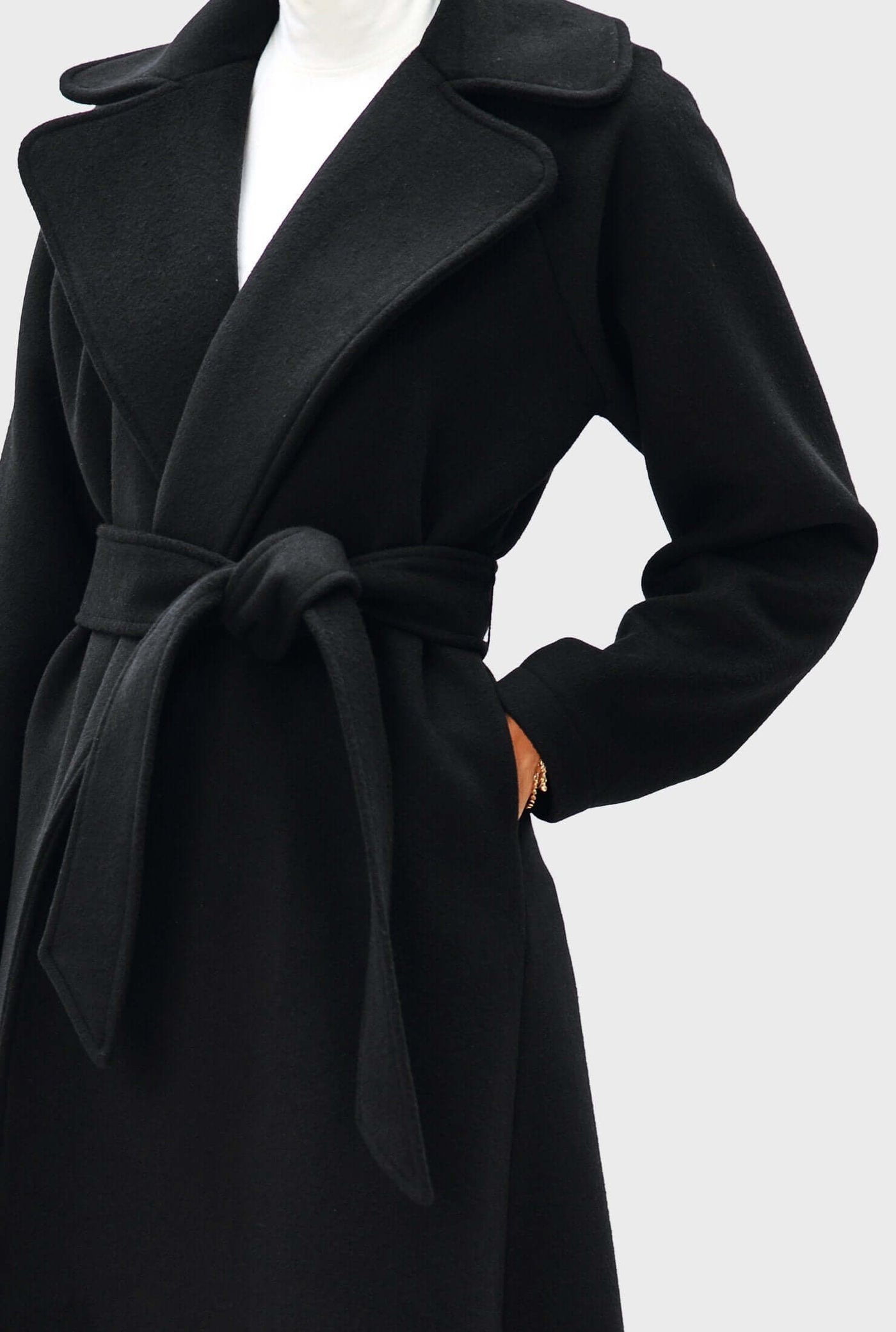 Melton-Look Wool Blend Wrap Coat