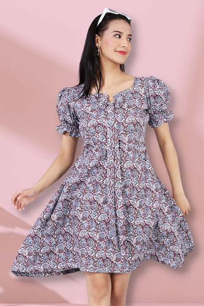 100% Cotton Mini Multicolored Dress