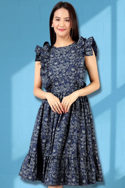 Cotton Midi Blue Dress