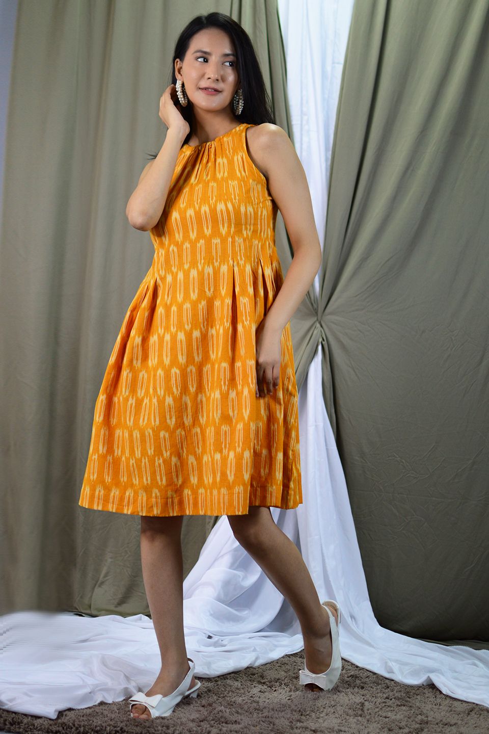 Ikat Midi Yellow Dress