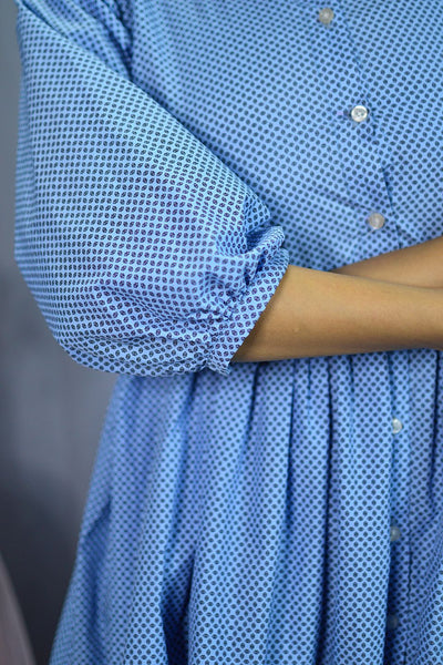 100% Cotton Mini Blue Dress