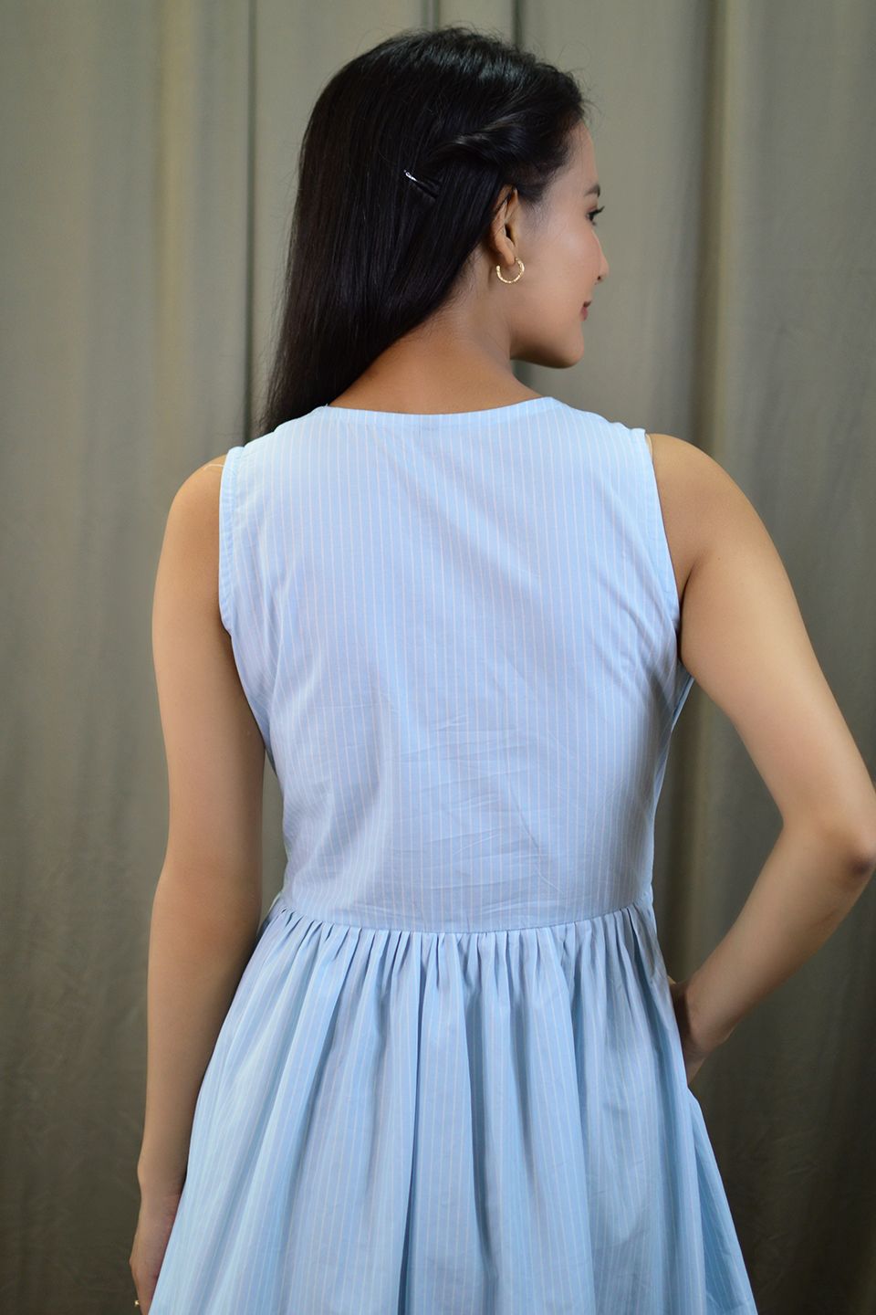 100% Cotton Mini Blue Dress