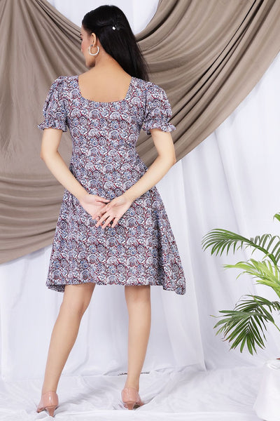 100% Premium Cotton  Multicolored Mini Dress 