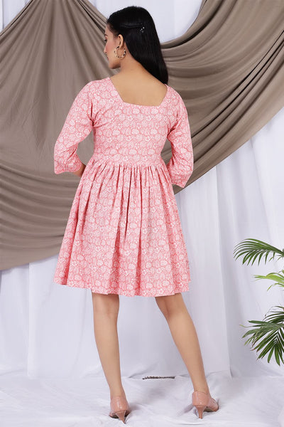 100% Premium Cotton  Pink Mini Dress 
