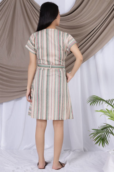 Pure Linen  Multicolored Mini Dress 