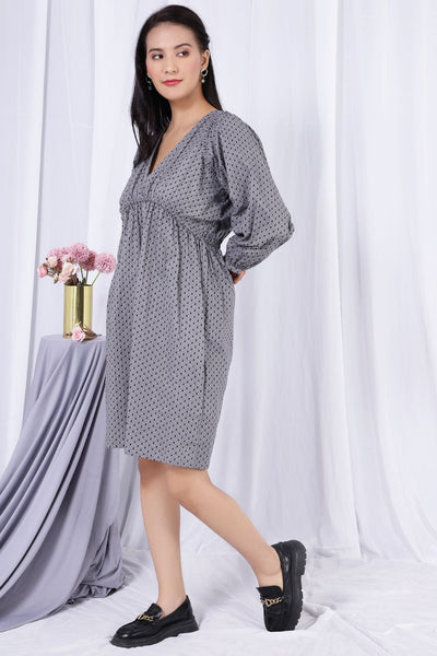 100% Premium Cotton  Grey Mini Dress 
