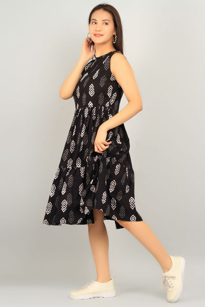 Indigo Black Cotton Mini Dress