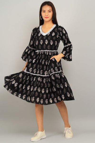 Indigo Black  Cotton Mini Dress