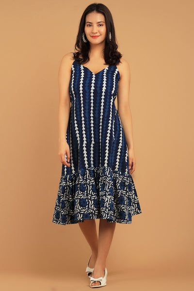 Indigo Blue Cotton Mini Dress
