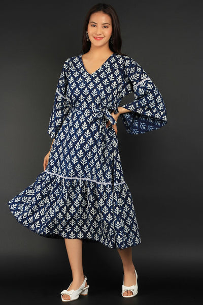 Indigo Blue Cotton Midi Dress