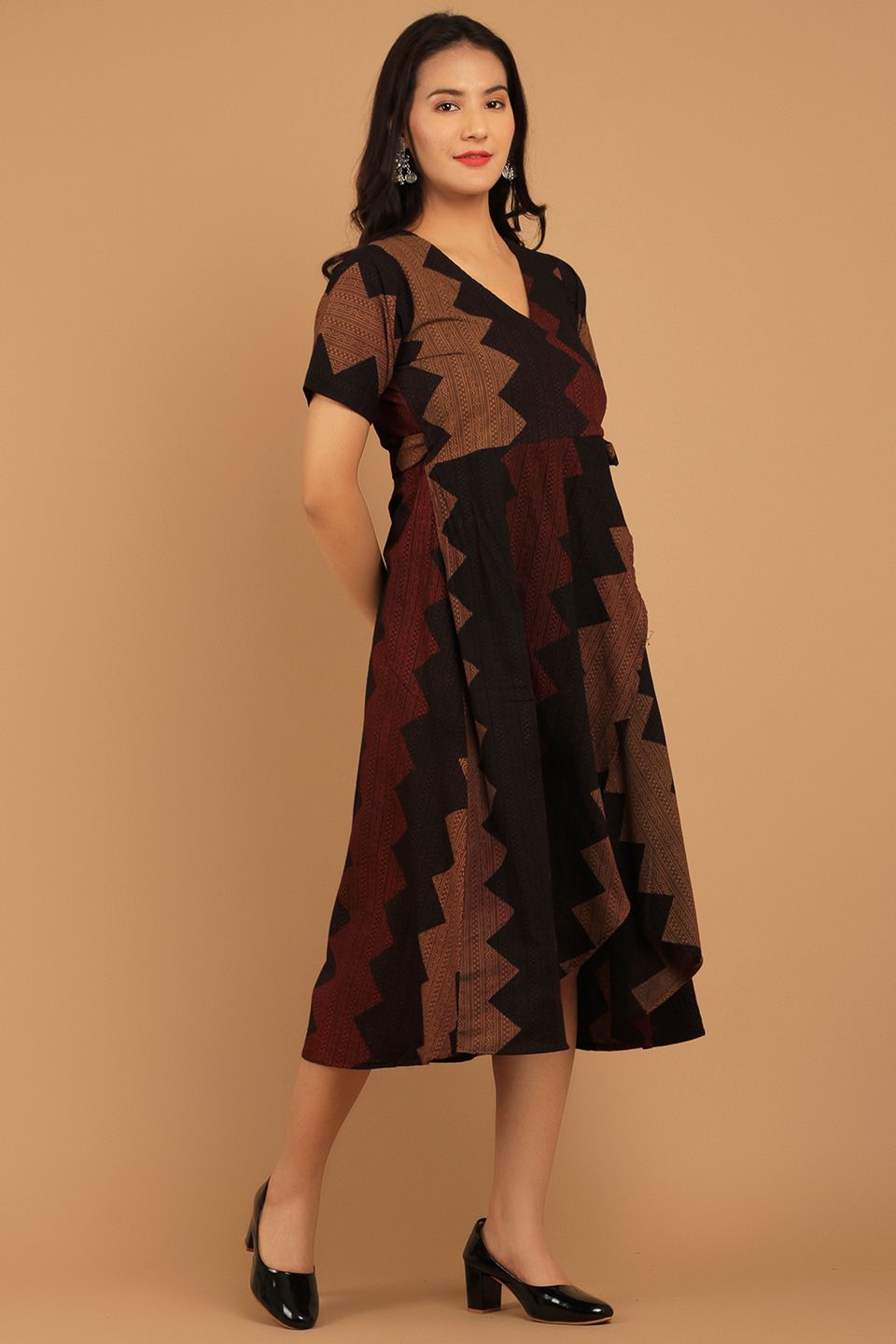 Bagru Brown Cotton Maxi Dress