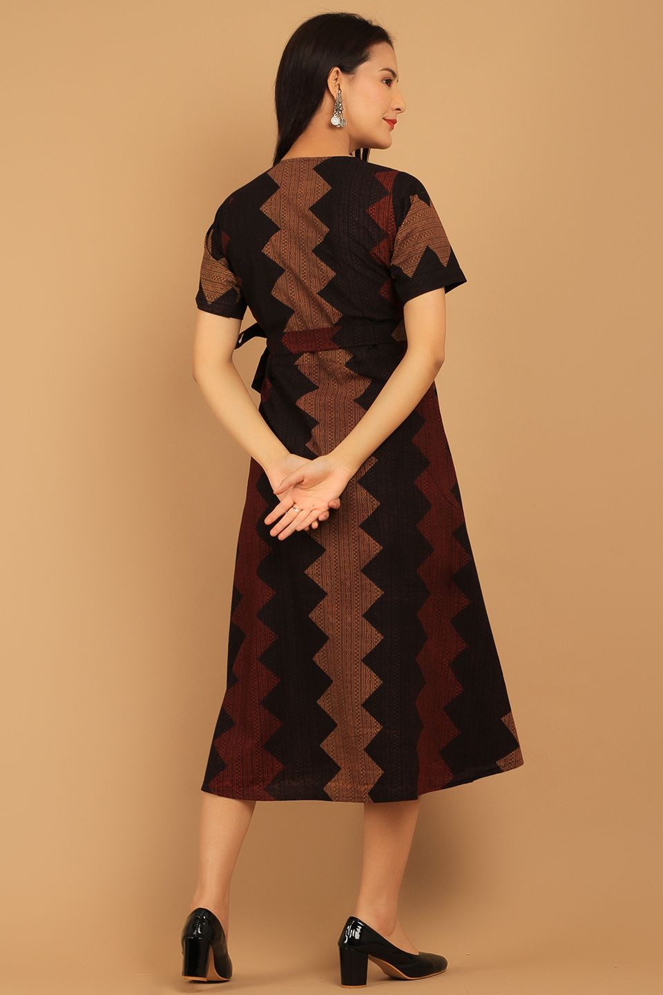 Bagru Brown Cotton Maxi Dress