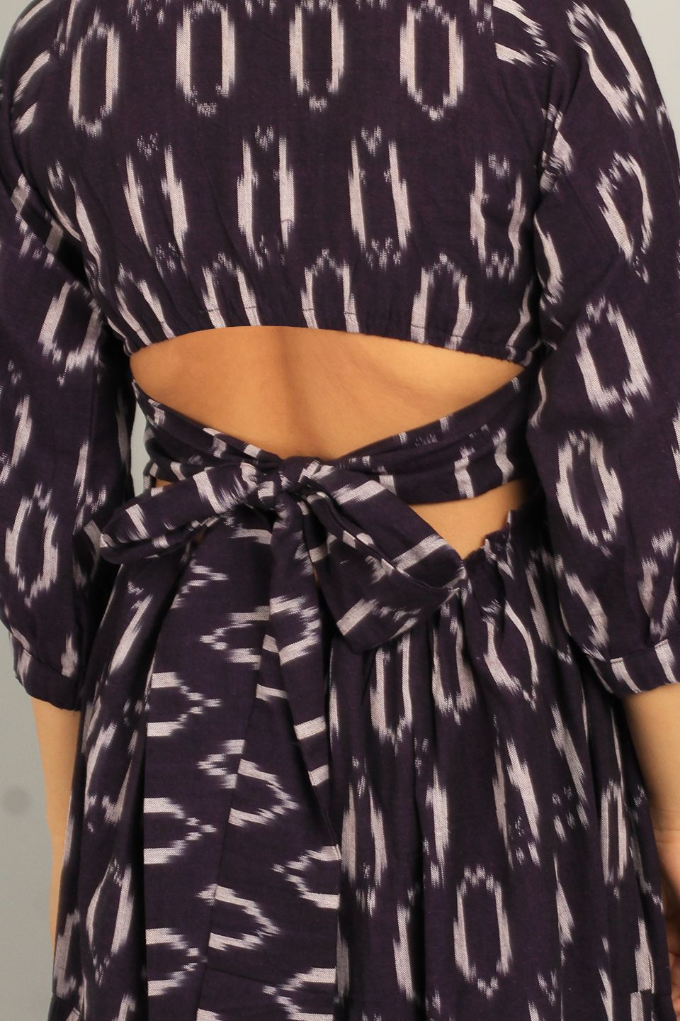 Ikat Purple Cotton Midi Dress