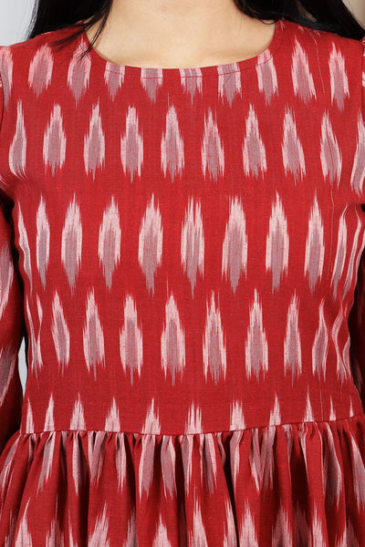 Ikat-Red-Cotton-Midi-Dress-DS317