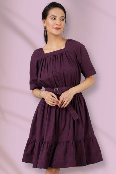 Cotton Midi Purple Dress