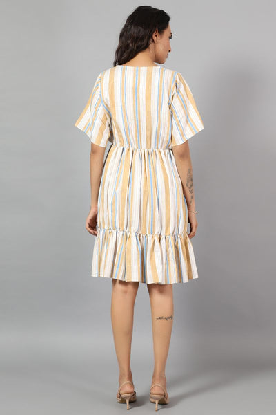 Cotton Linen Midi Multicolored Dress