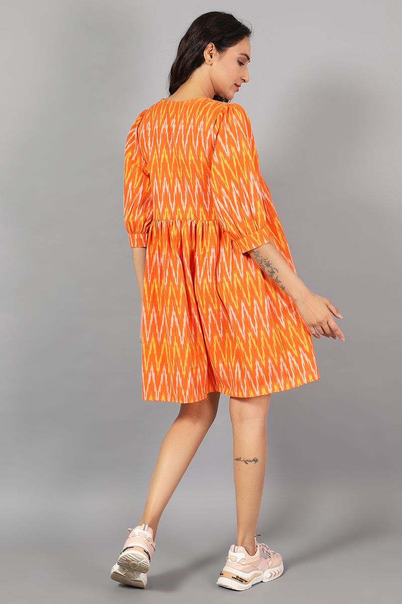 Ikat Mini Orange Dress
