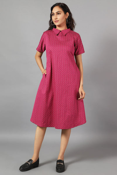 100% Cotton Midi Pink Dress