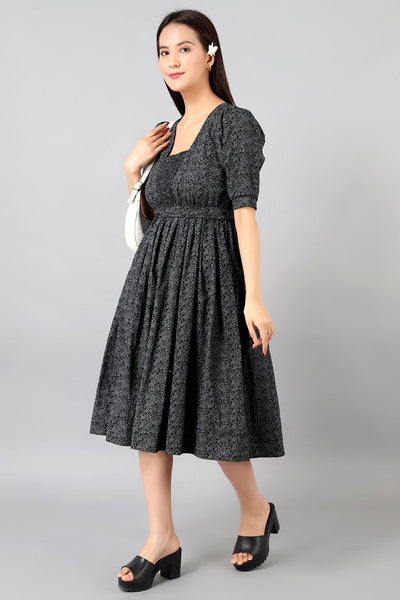 Cotton Midi Black Dress